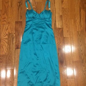 Guess Marciano Teal Satin Midi Dress